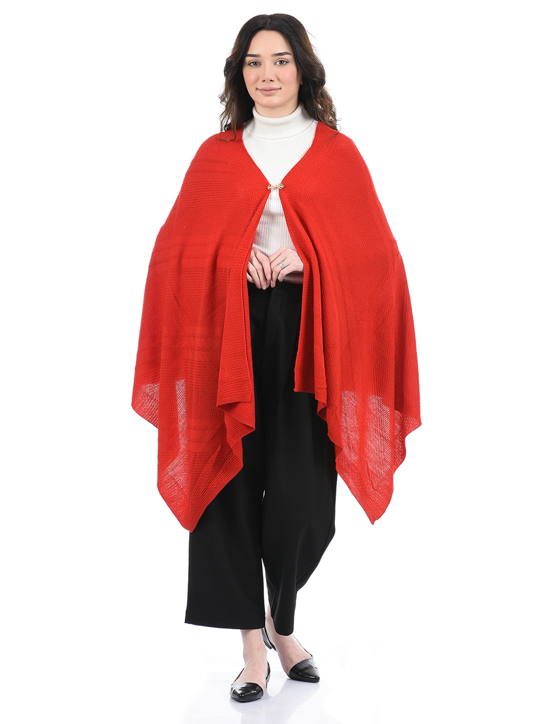 American Eye Women Self Design Red Shrug